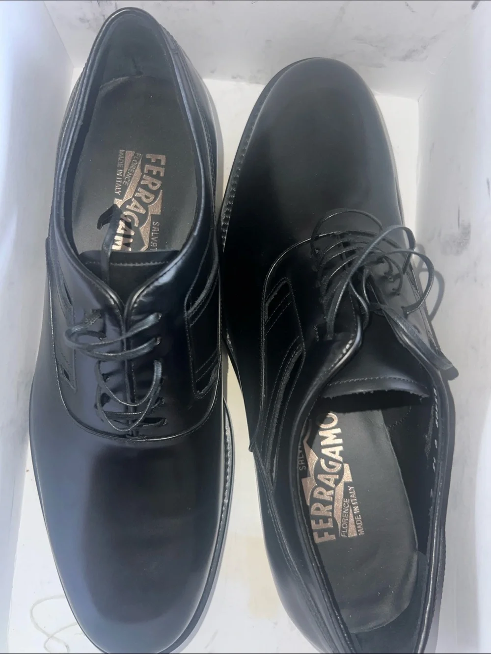 Salvatore Ferragamo Fort Black Calf Leather Derby Shoes